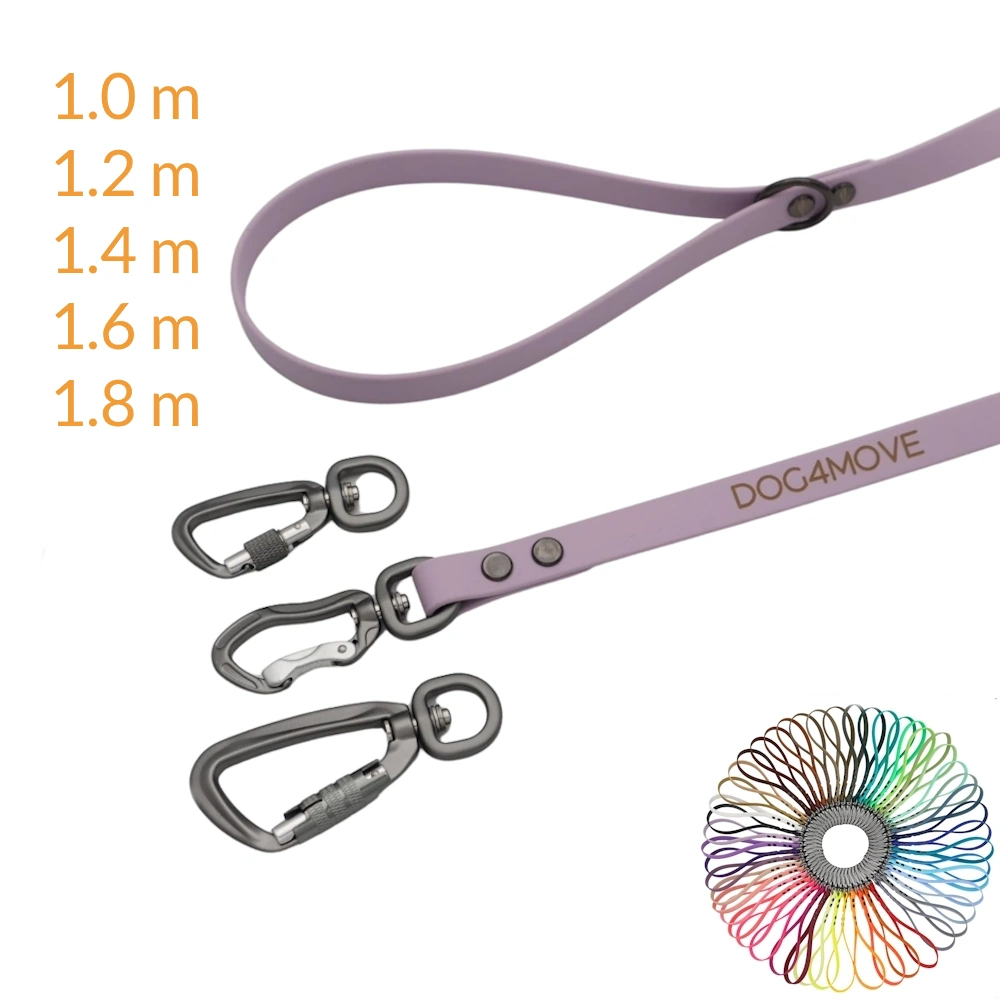 Laisse pour chien en Biothane DOG4MOVE, gamme LIBERTY longueurs 1.0m, 1.20m, 1.4m, 1.6m et 1.8m