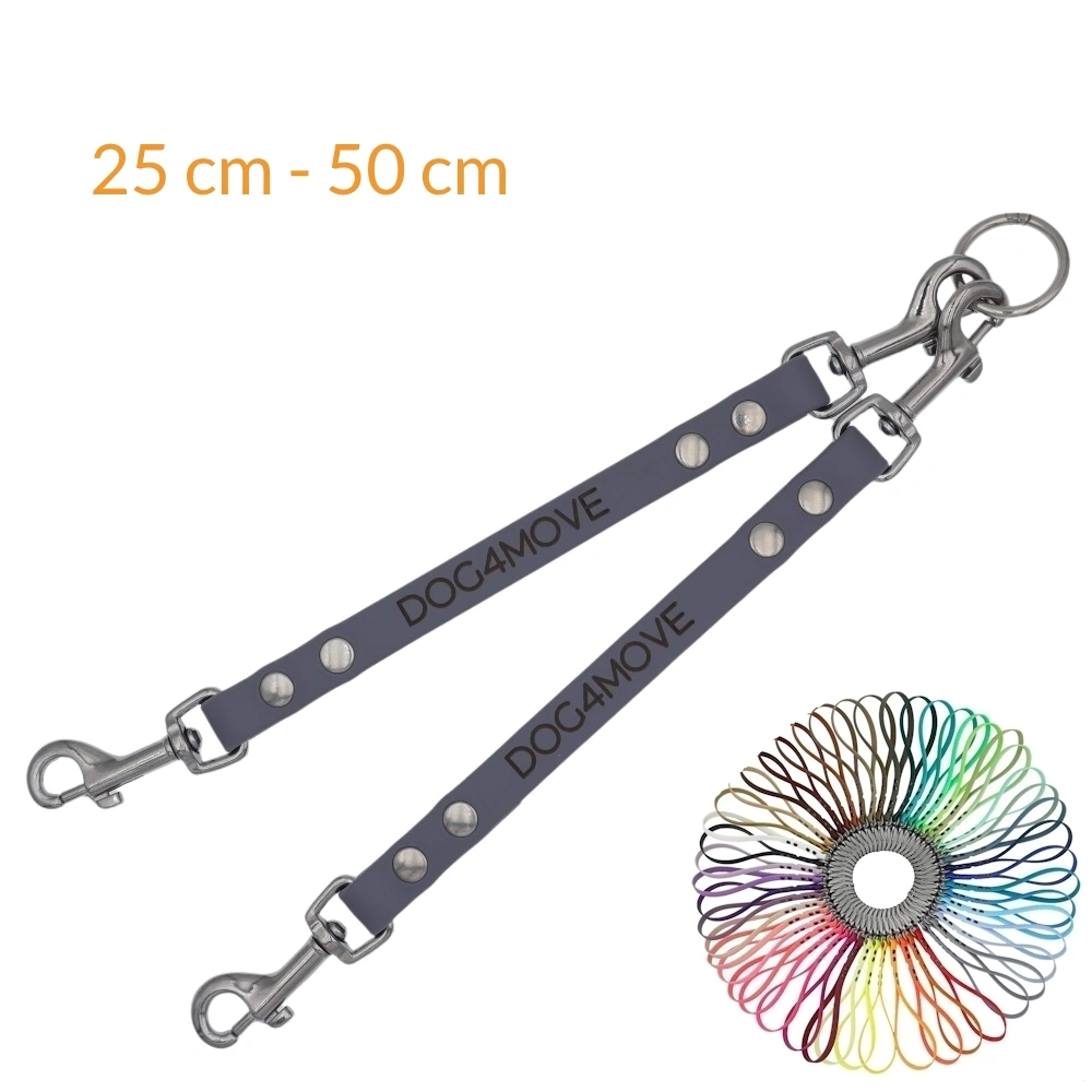 Kopplungsleine TINY 2 kleine Hunde – aus Biothane in der Farbe Sage Green – 25 bis 50 cm